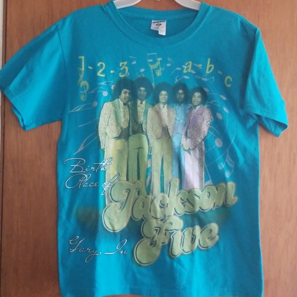 Jerzees Teal Jackson Five Graphic Tee